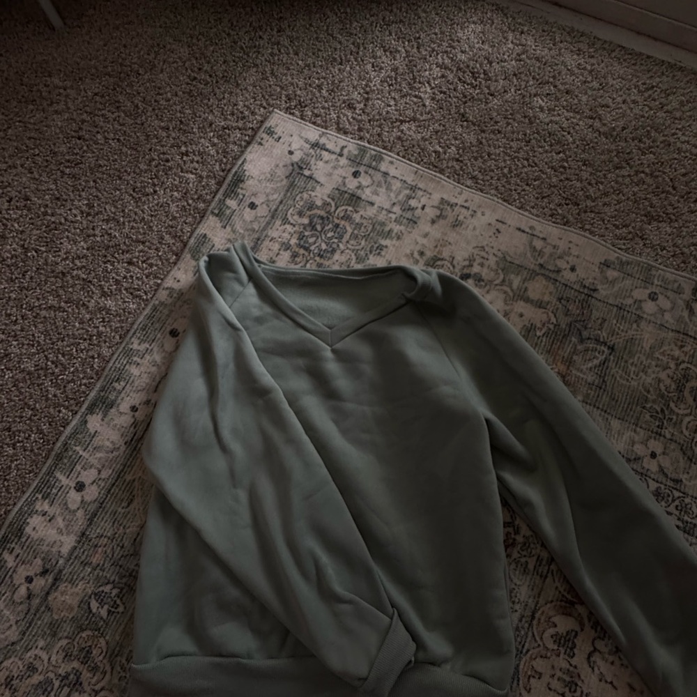 Green V-Neck Sweatshirt